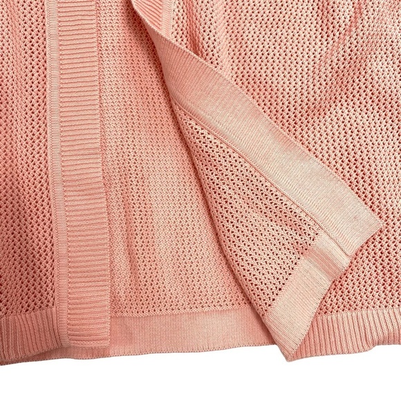 TALBOTS Mesh Open Front Cardigan in Pink - Picture 6 of 8